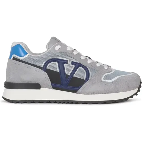 Logo Sneakers - Grey/Black/Blue , male, Sizes: 11 UK - Valentino - Modalova