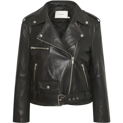 Stylish Leather Jacket with Cool Details , female, Sizes: L, S, XL, M - Gestuz - Modalova