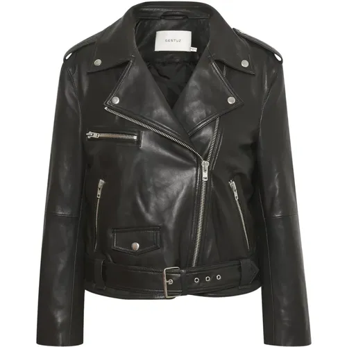 Stylish Leather Jacket with Cool Details , female, Sizes: XS, L, XL, M - Gestuz - Modalova