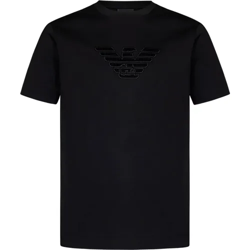 Schwarzes Rundhals-Logo-T-Shirt , Herren, Größe: 2XL - Emporio Armani - Modalova