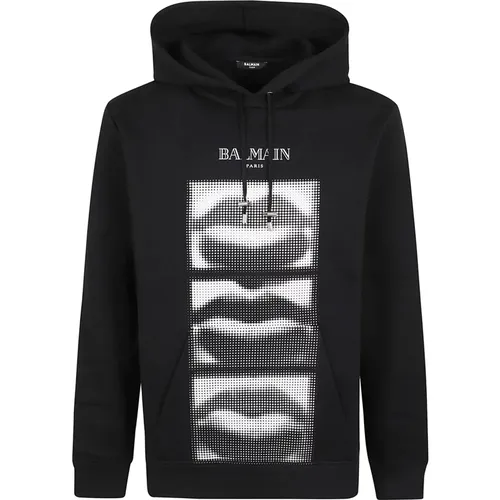 Schwarzer Sweatshirt Stilvoll Aw24 - Balmain - Modalova