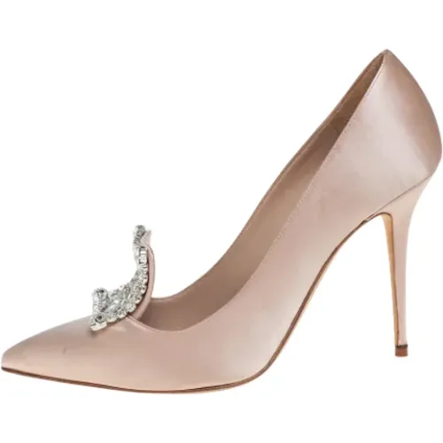 Pre-owned Satin heels , female, Sizes: 5 1/2 UK - Manolo Blahnik Pre-owned - Modalova