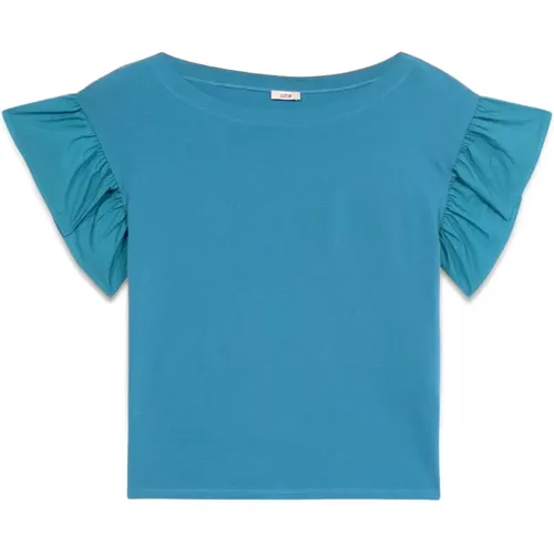T-Shirt mit kurzen Flügelärmeln - Oltre - Modalova