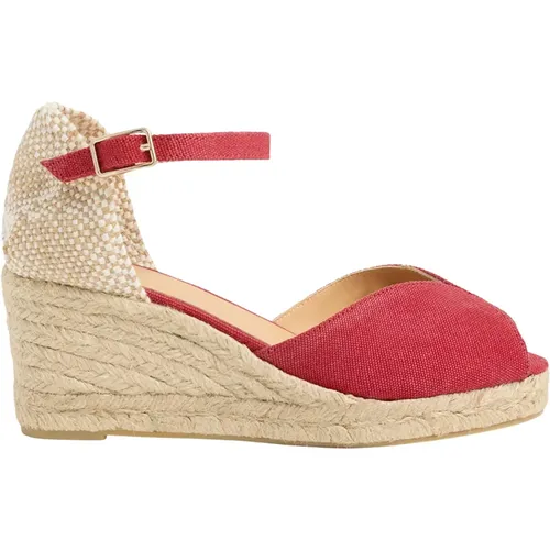 Bianca gewaschene Baumwoll-Espadrilles mit Schnürung und 7 cm Absatz. , Damen, Größe: 37 EU - Castañer - Modalova