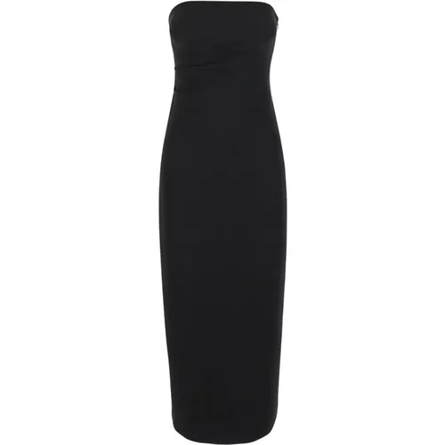 Schwarzes Bustier-Kleid mit hinterem Schlitz , Damen, Größe: 2XS - Plain Units - Modalova