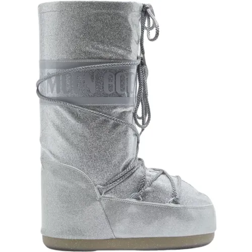 Silber Glitter Slip-On Schneestiefel - moon boot - Modalova