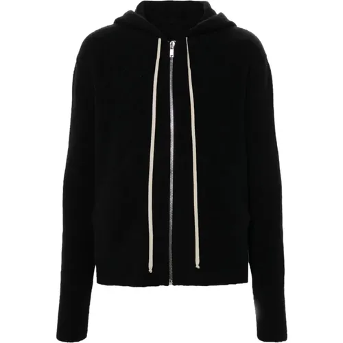 Hooded Alpaca Cardigan Sweater , male, Sizes: L, XL, S - Rick Owens - Modalova