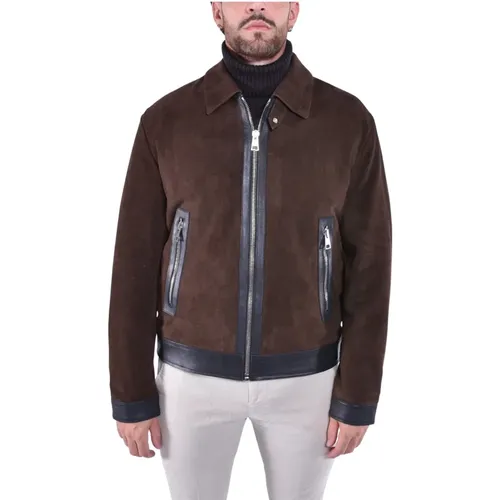 Leder Bikerjacke mit Hemdkragen - Dondup - Modalova