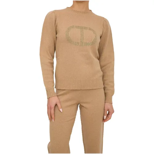 Cashmere Knit with Intarsia Design , female, Sizes: XS, M, L, S, XL - Twinset - Modalova