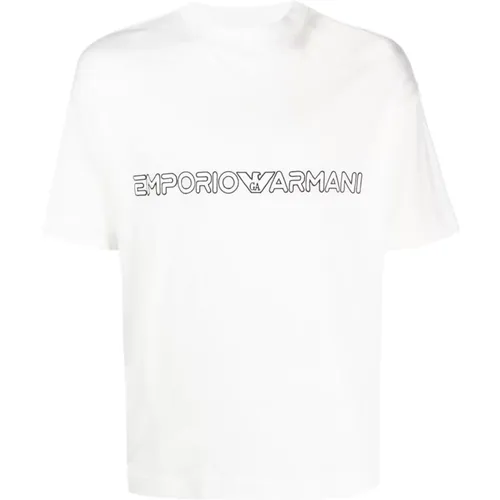 Men`s Logo Print Crew Neck T-shirt , male, Sizes: L - Emporio Armani - Modalova