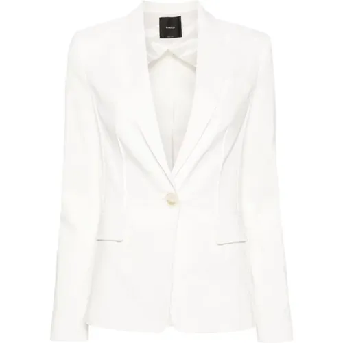 Weiße Leinenmischung Blazer Stil Jacke , Damen, Größe: S - pinko - Modalova