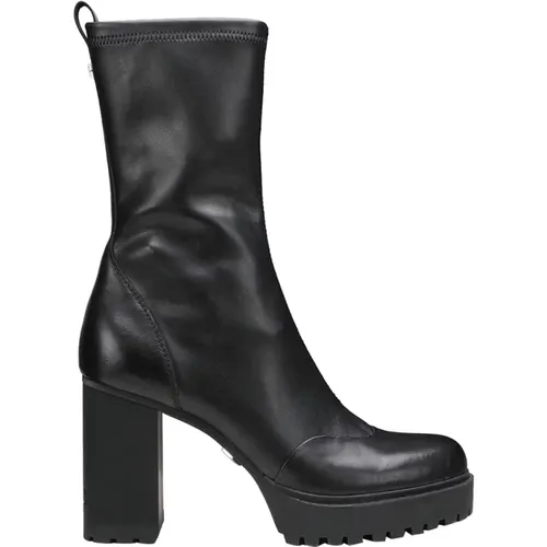 Schwarzer Lederstiefelette , Damen, Größe: 39 EU - Cult - Modalova