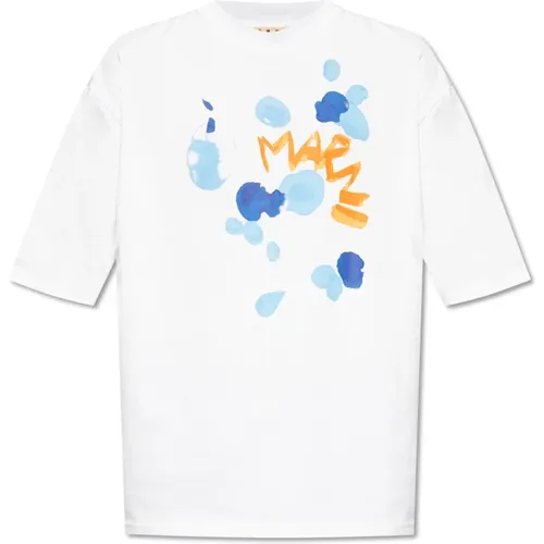 T-Shirt mit Logo , Herren, Größe: L - Marni - Modalova