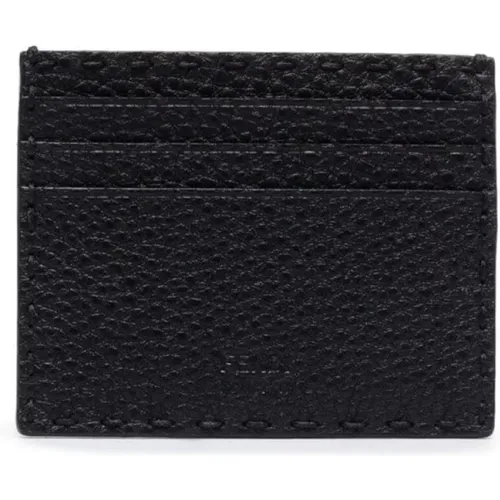 Hammered Leather Credit Card Wallet , male, Sizes: ONE SIZE - Fendi - Modalova