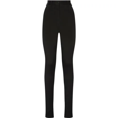 Schwarze High-Waisted Skinny-Fit Hose , Damen, Größe: M - Dolce & Gabbana - Modalova