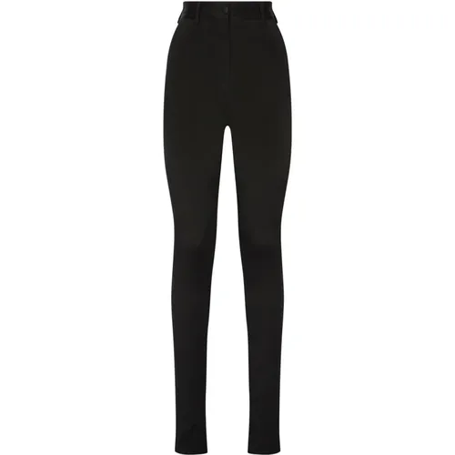 Schwarze High-Waisted Skinny-Fit Hose , Damen, Größe: S - Dolce & Gabbana - Modalova
