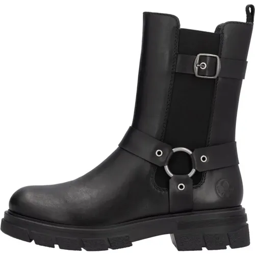 Schwarze Leder Chelsea Boots , Damen, Größe: 39 EU - Rieker - Modalova