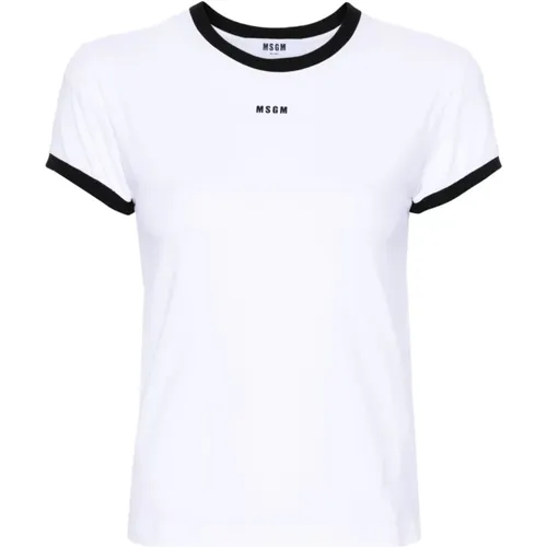Logo Print Crew Neck T-shirts und Polos , Damen, Größe: XS - Msgm - Modalova