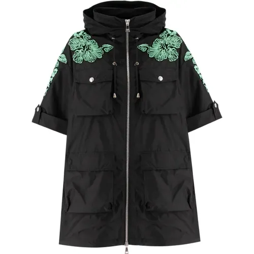 Windproof Floral Embroidered Rain Jacket , female, Sizes: M, L - Ermanno Scervino - Modalova