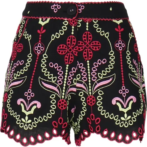 Floral Geometric Cotton Linen Shorts , female, Sizes: XS - Charo Ruiz Ibiza - Modalova