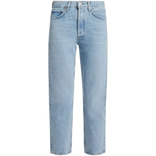 Hellblaue Slim Fit Jeans mit Verblasstem Effekt , Damen, Größe: W24 - Agolde - Modalova