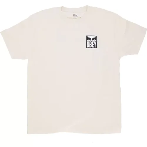 Iconic Eyes Cream Mens Tee , male, Sizes: L - Obey - Modalova