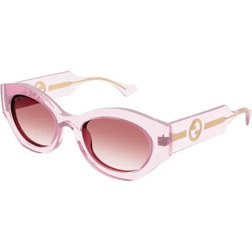 Rosa ovale Damen-Sonnenbrille mit goldenem Logo,Rosa ovale Damensonnenbrille Gg1553S - Gucci - Modalova