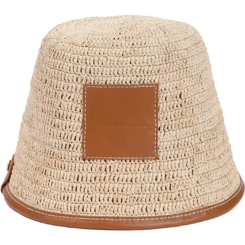 Brauner Leder Raffia Bob Hut , Damen, Größe: 58 CM - Jacquemus - Modalova