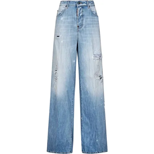 Traveller Loose Fit Distressed Jeans , Damen, Größe: 2XS - Dsquared2 - Modalova