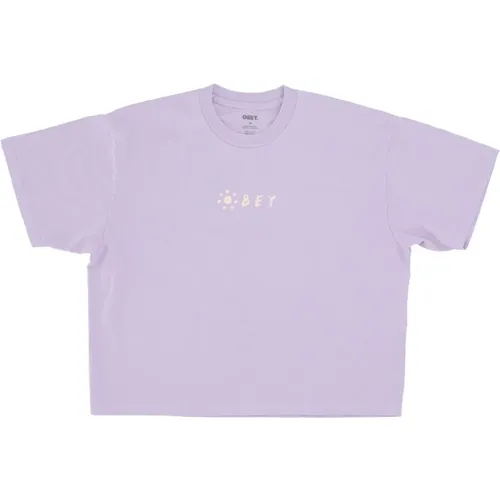 Blumiges Crop Tee , Damen, Größe: S - Obey - Modalova