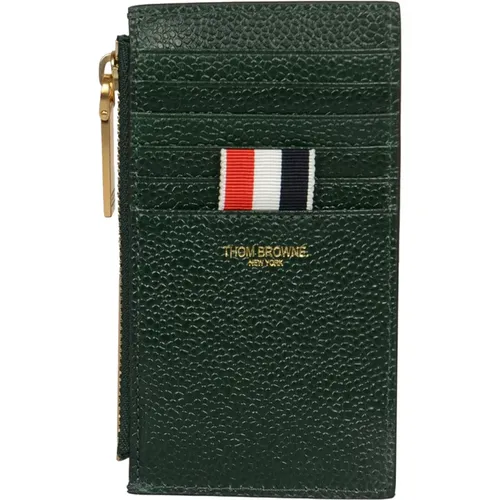 Coin Card Holder with Pocket and 4 Bar Applique Stripe , male, Sizes: ONE SIZE - Thom Browne - Modalova