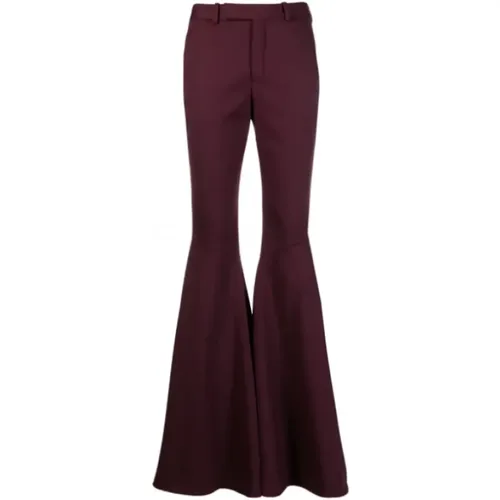 Flared Wool Blend Trousers Burgundy , female, Sizes: M, S, L - Saint Laurent - Modalova