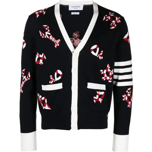 Stylish V Neck Cardigan Sweater , male, Sizes: M - Thom Browne - Modalova