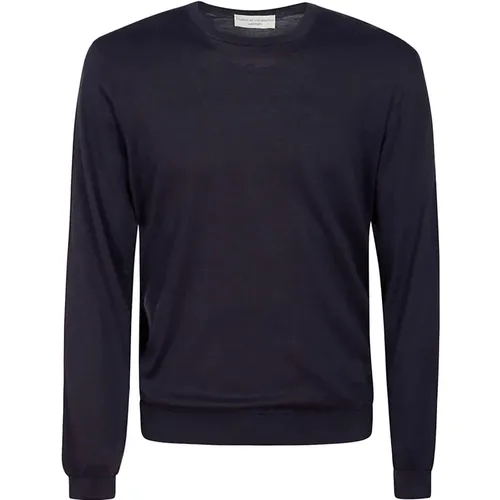 White Cotton Crew-Neck Sweater , male, Sizes: L - Filippo De Laurentiis - Modalova