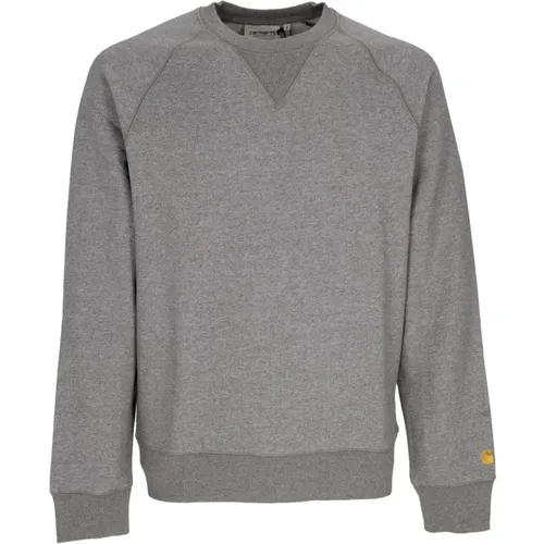 Dunkelgrau Heather/Gold Crewneck Sweatshirt , Herren, Größe: S - Carhartt WIP - Modalova