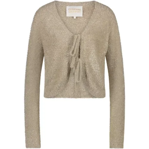 Gold Glitzer V-Ausschnitt Cardigan , Damen, Größe: S - Fabienne Chapot - Modalova