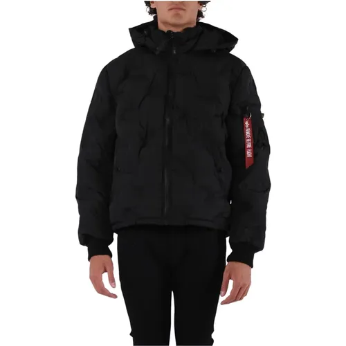 Logo Puffer Jacket with Removable Hood , male, Sizes: XL, S, L, 2XL, M - alpha industries - Modalova