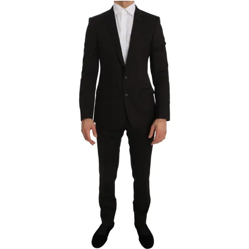 Brauner Jacquard Slim Fit Anzug - Modell Martini - Dolce & Gabbana - Modalova