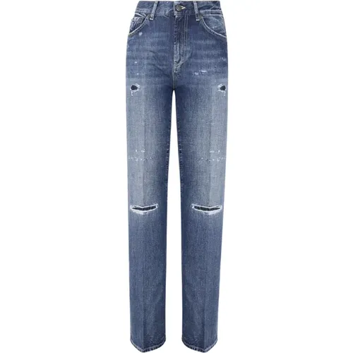 Wide Leg Jeans Blaue Saubere Wäsche , Damen, Größe: W28 - Dondup - Modalova