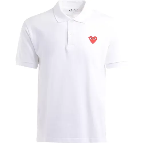 Weißes Polo-Shirt mit rotem Herzlogo - Comme des Garçons Play - Modalova