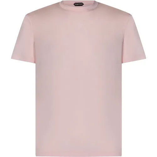 Rosa Logo Besticktes Crewneck T-Shirt , Herren, Größe: M - Tom Ford - Modalova