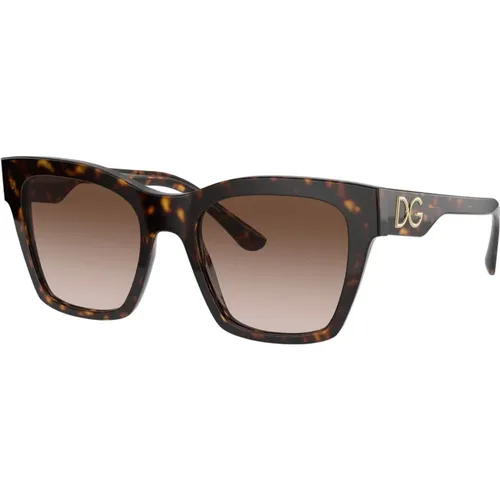 Print Family Sonnenbrillen Dark Havana/ , Damen, Größe: 53 MM - Dolce & Gabbana - Modalova