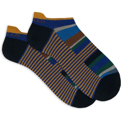 Italienische Sneaker-Socken mit -Streifen , Damen, Größe: S - Gallo - Modalova