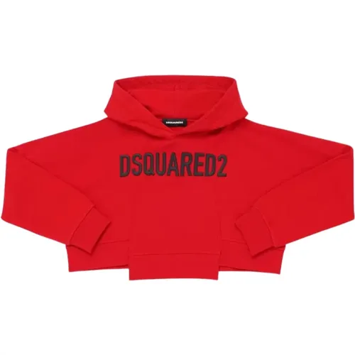 Roter Cropped Hoodie mit Logo-Detail - Dsquared2 - Modalova