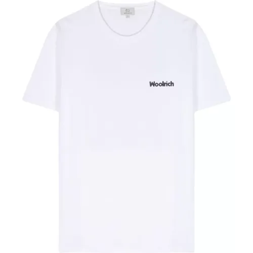 T-Shirt mit Grafischem Druck und Rundhalsausschnitt , Herren, Größe: M - Woolrich - Modalova