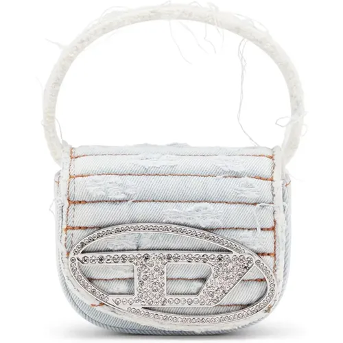 Denim Mini Bag with Crystal Embellishments , female, Sizes: ONE SIZE - Diesel - Modalova