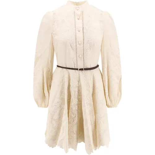 Linen Dress with Zip Detail , female, Sizes: L, M, S - Zimmermann - Modalova