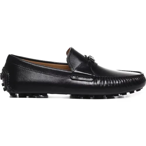 Schwarze flache Schuhe mit Gancini-Ornament , Herren, Größe: 39 EU - Salvatore Ferragamo - Modalova