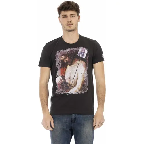 Action Sort Bomuld T-Shirt , male, Sizes: 2XL, S, 3XL, L, XL, M - Trussardi - Modalova