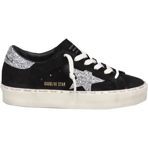 Schwarze/Silberne Wildleder Sneakers , Damen, Größe: 37 EU - Golden Goose - Modalova